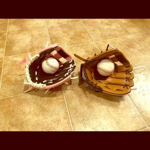 2 toddler/kids baseball glove set